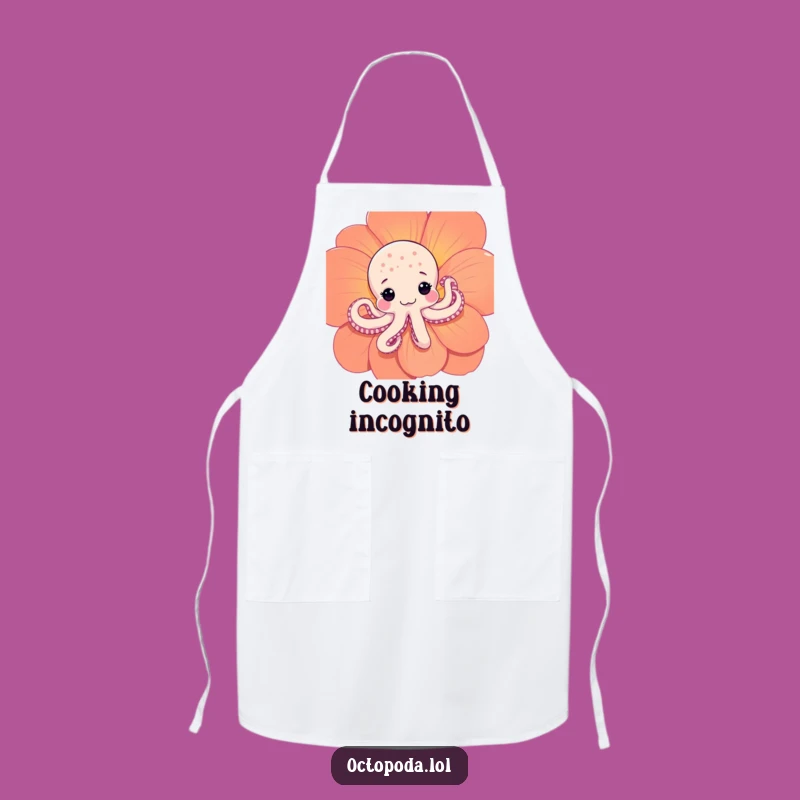 Funny Shy Octopus Apron: Cute Peeking Cephalopod Kitchen Wear for Bashful Cooks