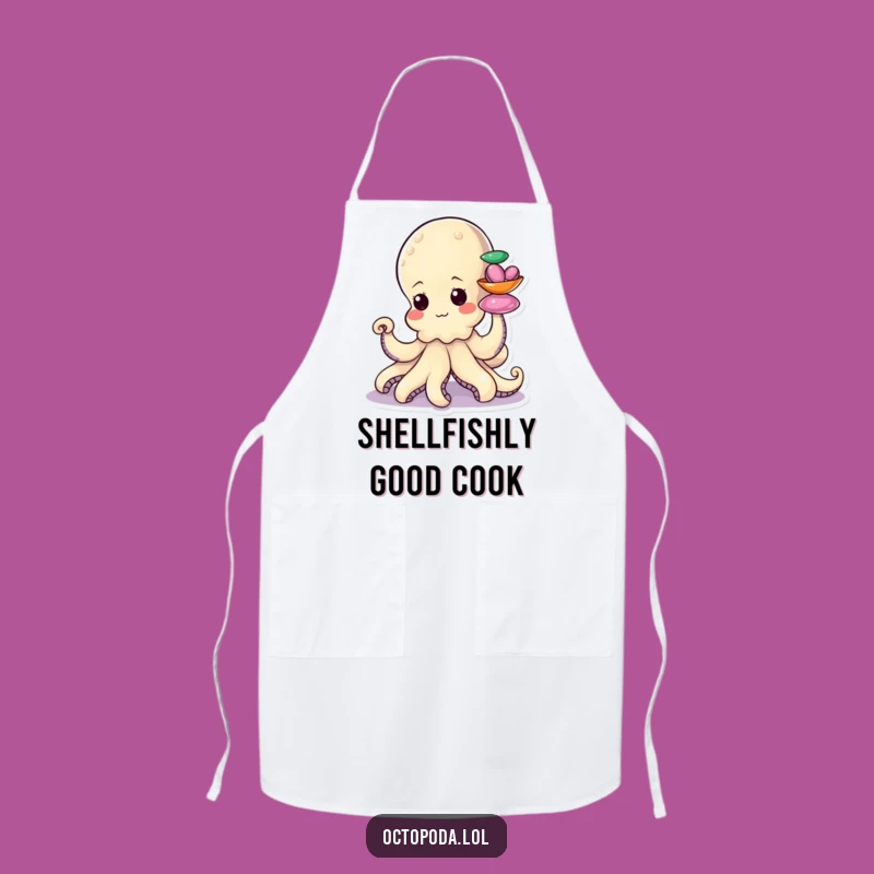Funny Octopus Shell Stacker Apron: Determined Chef, Kitchen Funny Gift