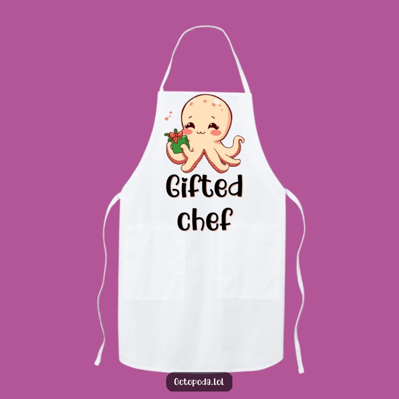 Funny Shy Octopus Apron: Blushing Chef Character for Sweet Kitchen Gifts