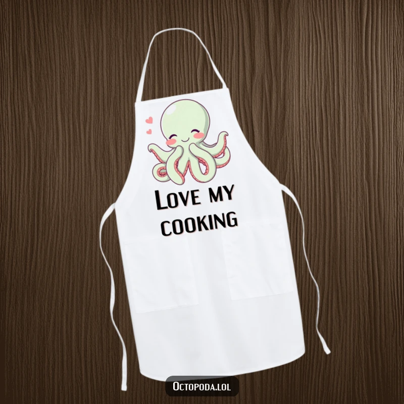 Funny Hugging Octopus Apron: A cute apron with a blushing octopus giving a big hug with all its tentacles, great for kitchen tasks.