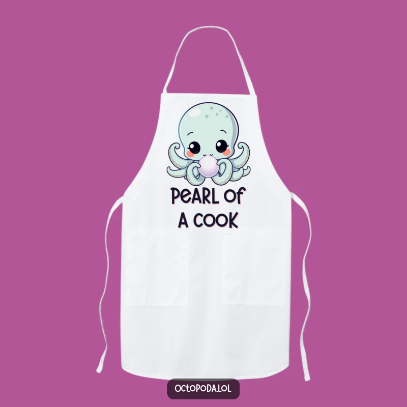 Funny Kawaii Octopus Pearl Inspector Apron: Cook with a Sense of Discovery