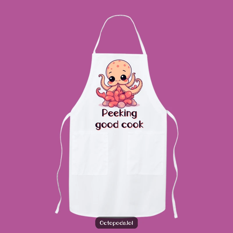 Funny Octopus Coral Peek Apron: Cook with Undersea Intrigue