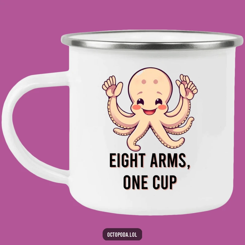 Funny Octopus High-Five Camping Mug: Adventure with Eight Arms of Cheer
