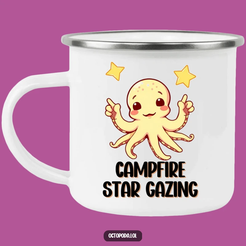 Funny Curious Octopus Camping Mug: Explore the Stars, Outdoor Gift