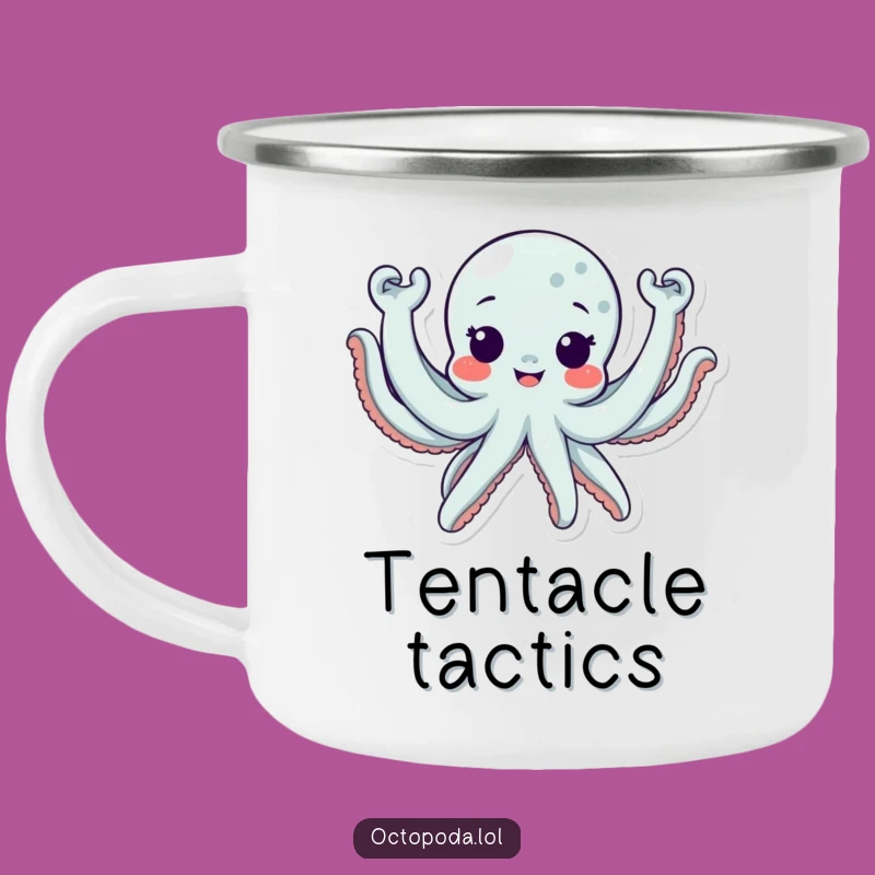 Funny Octopus Camp Mug - Excited Waving, Perfect Outdoor Gift