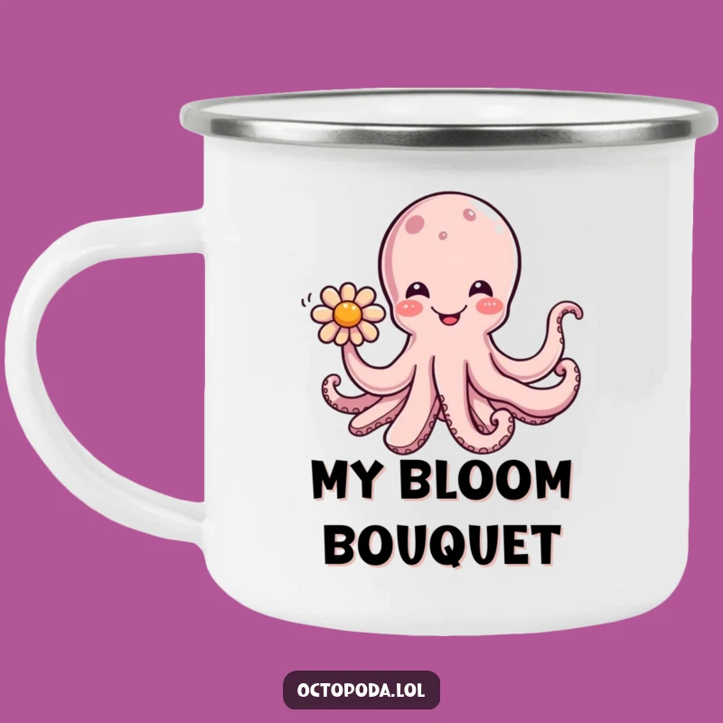 Funny Octopus Flower Camping Mug - Durable Cephalopod Offering Bloom