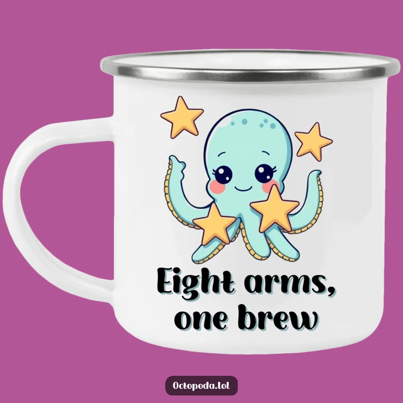 Funny Octopus Juggling Starfish Camping Mug: Adventure-Ready Humor