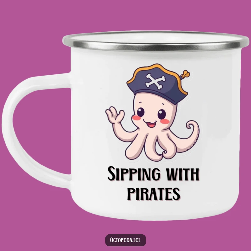 Funny Pirate Octopus Camping Mug - Nautical Drink Cup, Hilarious Funny Gift for Outdoors