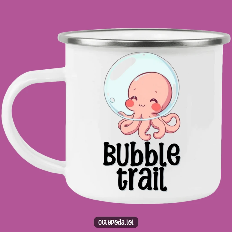 Funny Shy Octopus Camping Mug: Blushing Character Hiding, Perfect Outdoor Funny Gift