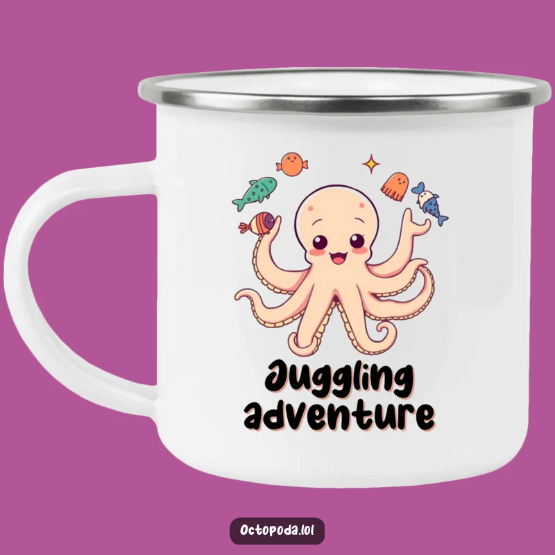 Funny Octopus Camping Mug: Juggling Star, Hilarious Outdoor Ocean Gift