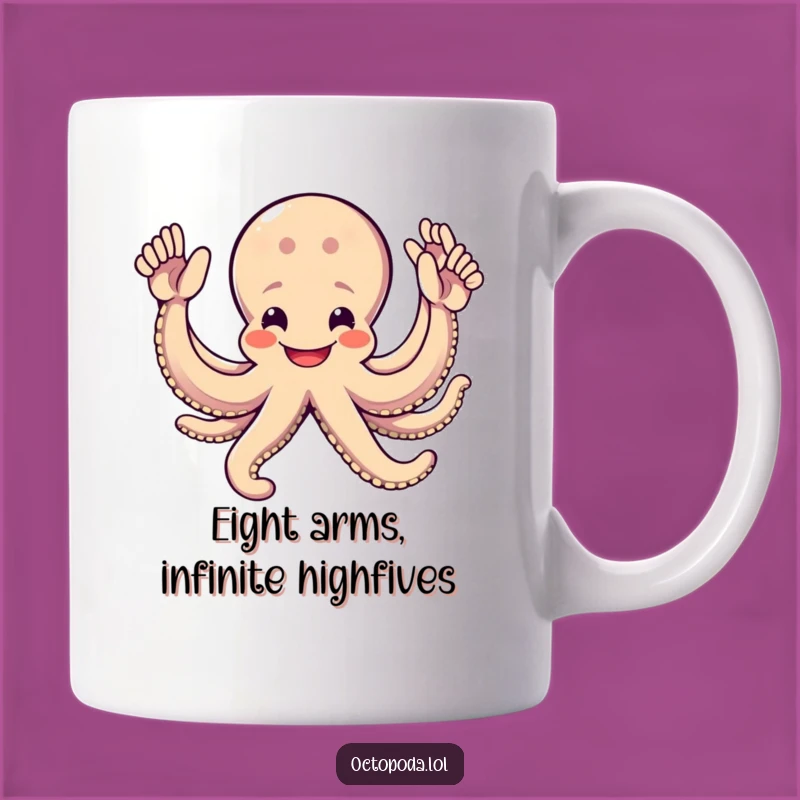 Funny Octopus High-Five Mug: Eight Arms of Cheerful Greeting, Perfect Gift Idea
