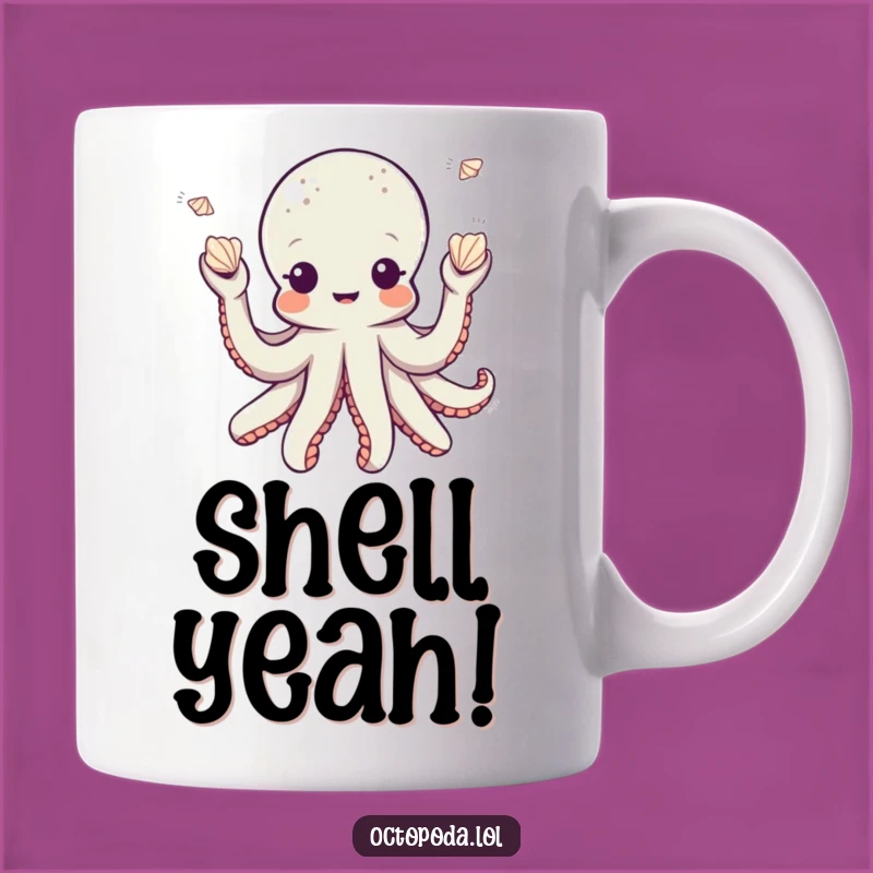 Funny Juggling Octopus Mug: Playful Seashell Act, Perfect Funny Gift for Beach Lovers