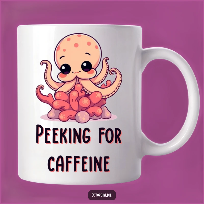 Funny Octopus Coral Peek Mug: Mysterious and Hilarious Ocean Surprise