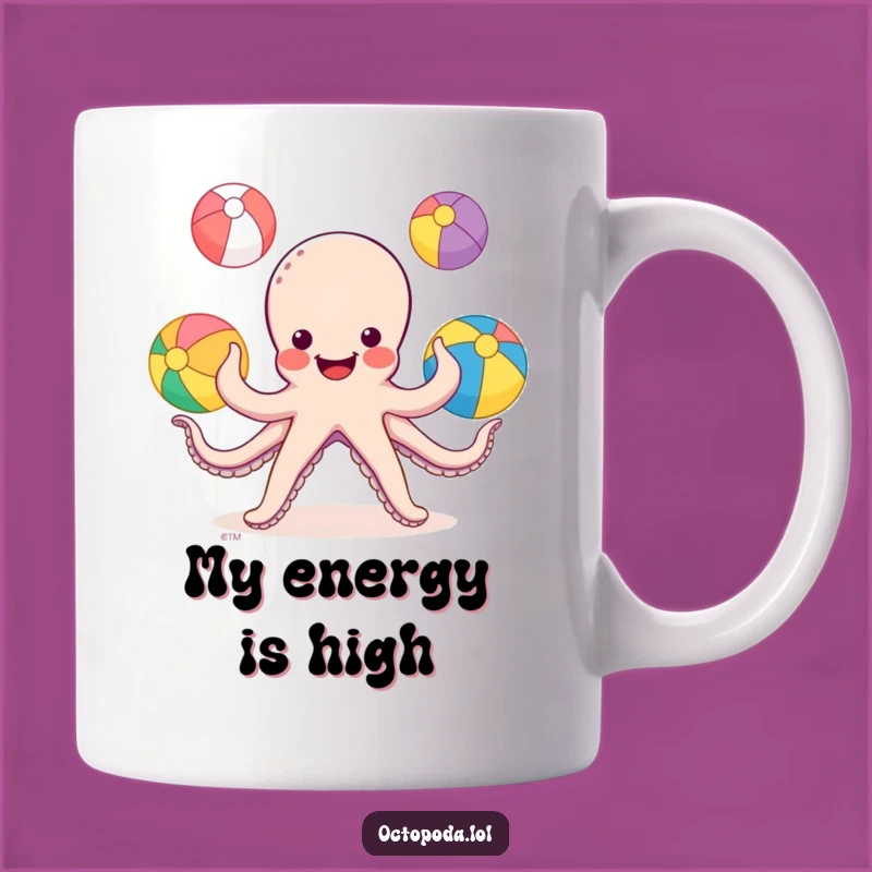 Funny Octopus Juggling Mug - Beach Ball Fun Coffee Cup Gift