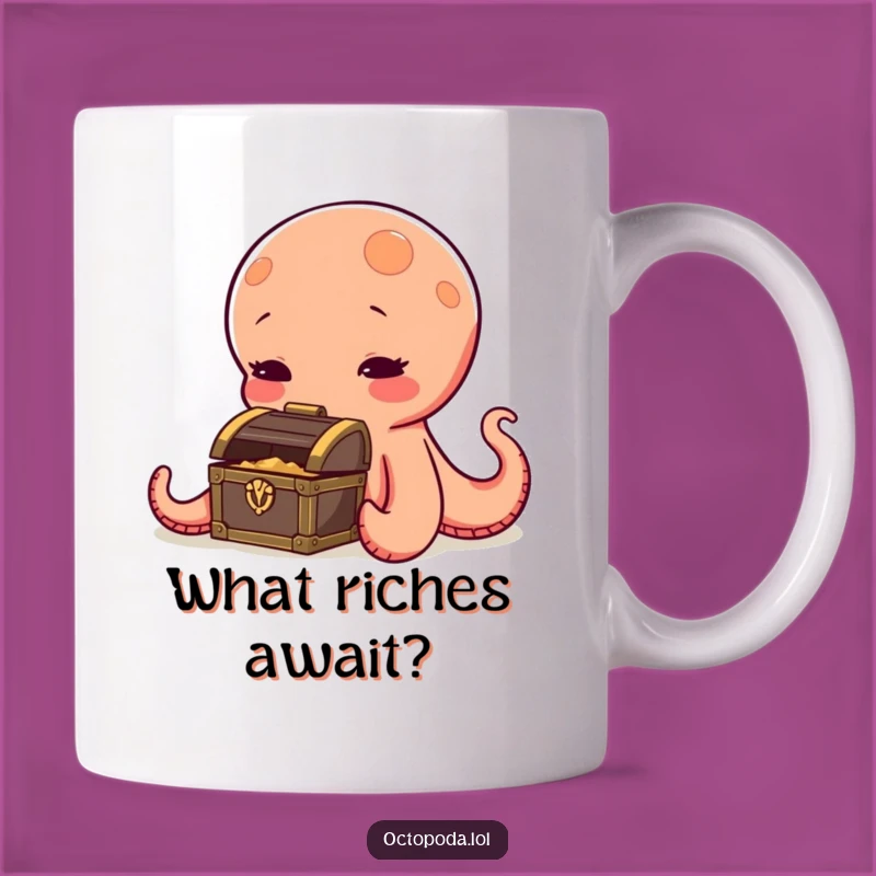 Funny Octopus Mug: Curious Sniffing Treasure Chest Funny Gift for Explorers