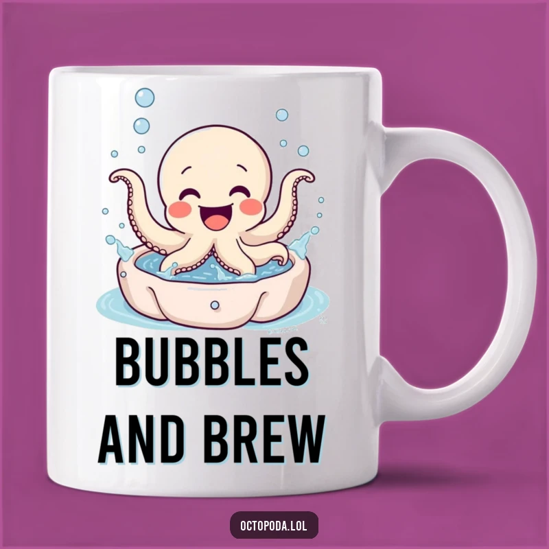 Funny Octopus Splash Mug: Excited Character Bathing, Joyful and Cute Funny Gift