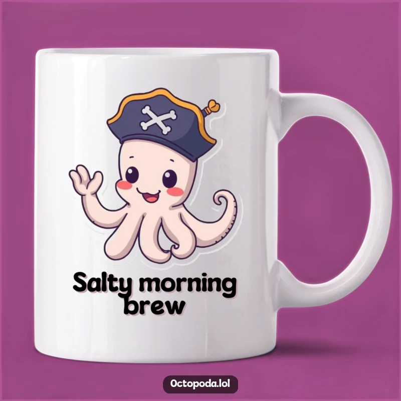 Funny Pirate Octopus Mug - Playful Goodbye Design, Perfect Funny Gift for Sailors