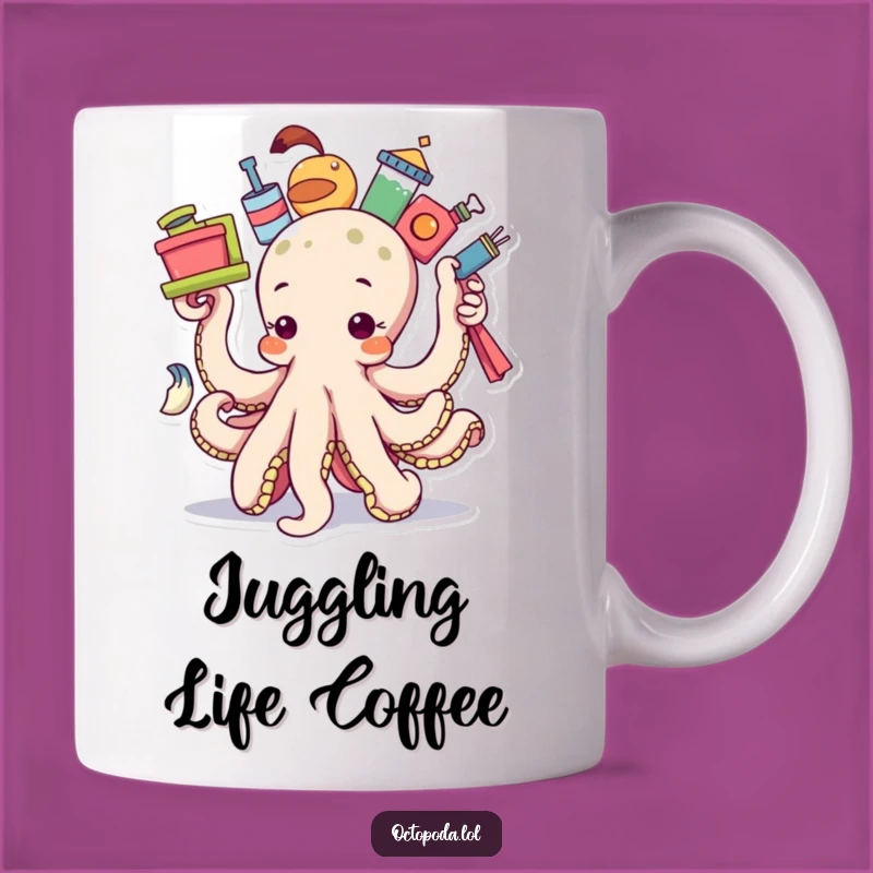 Funny Balancing Octopus Mug - Determined Multitasker, Perfect Funny Gift!