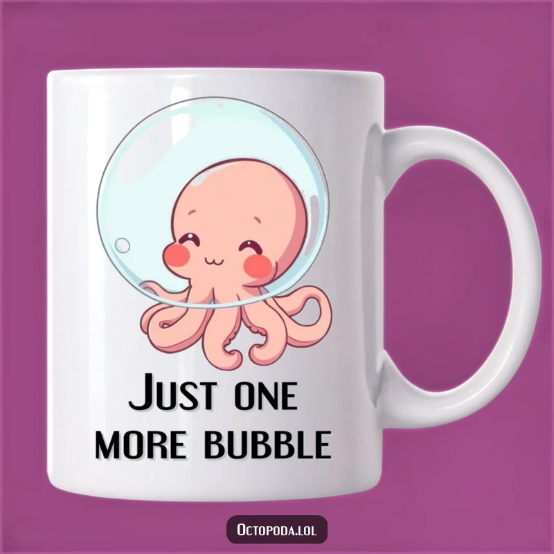 Funny Shy Octopus Mug: Adorable Ocean Creature Hiding Behind Bubble, Perfect Gift
