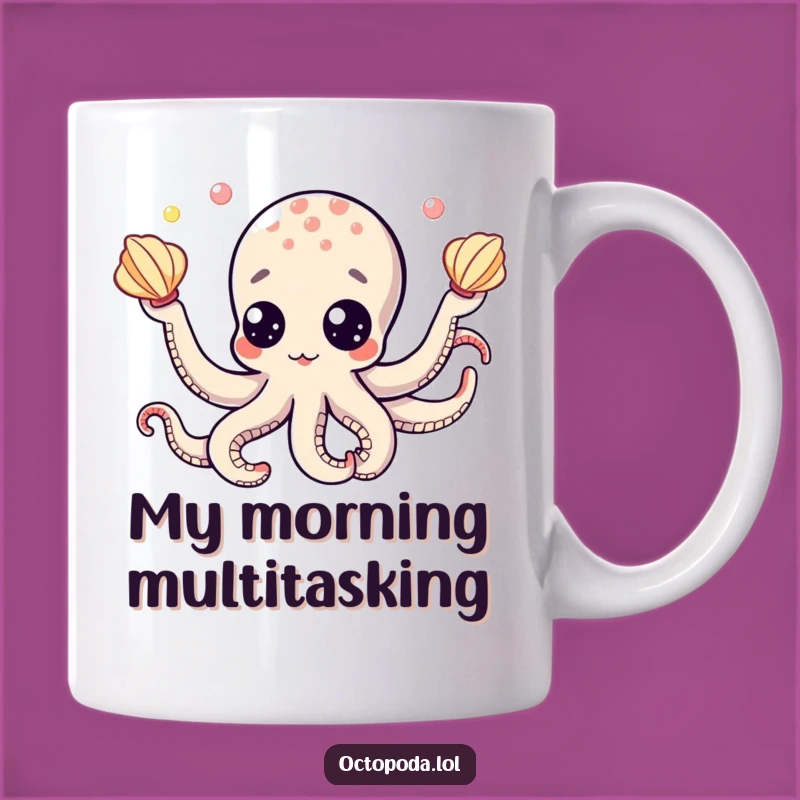 Funny Octopus Googly Eyes Juggling Seashells Mug, Hilarious Gift for Ocean Lovers