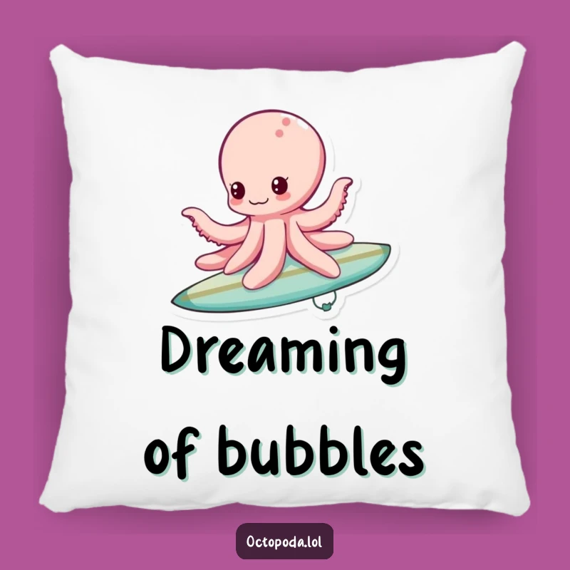 Funny Bubble Surfing Octopus Pillow - Cozy Ocean Comfort, Perfect Funny Gift!