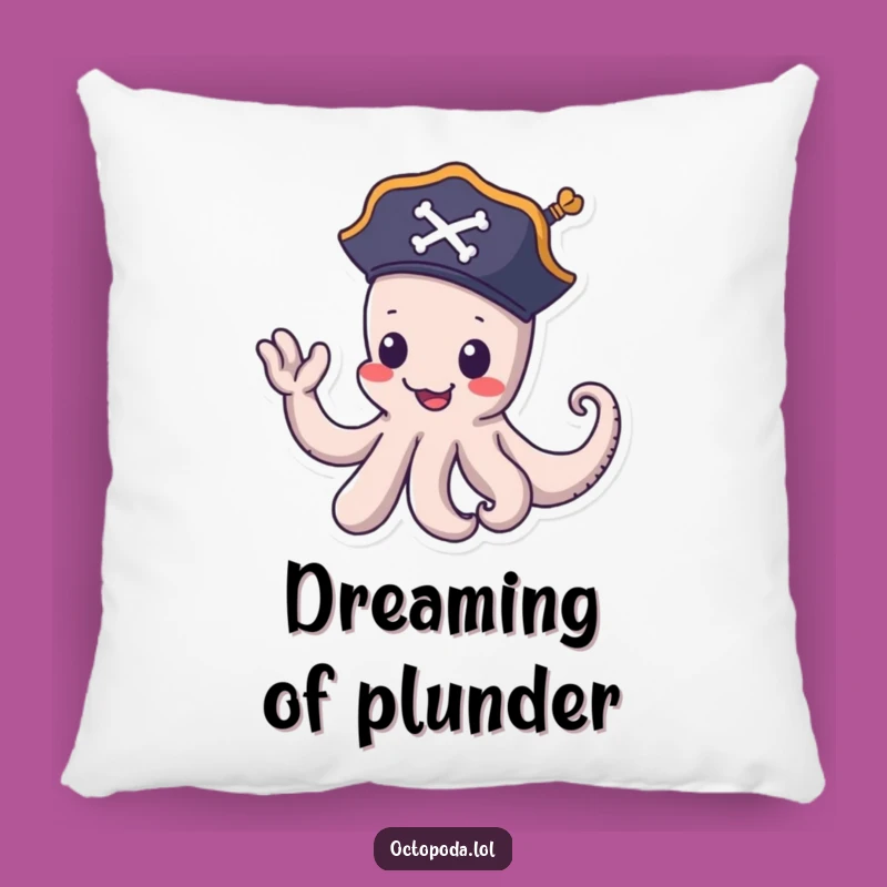 Funny Pirate Octopus Pillow - Cozy Nautical Cushion, Adorable Funny Gift for Comfort