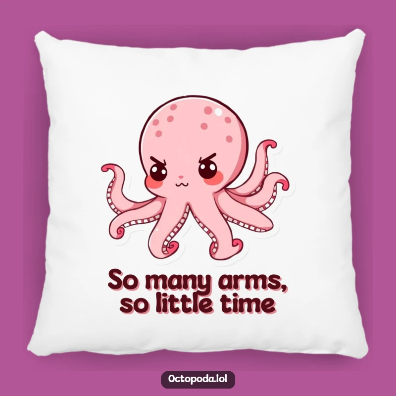 Funny Determined Octopus Pillow: Cozy Up with a Tiny, Fierce Cephalopod Pillow