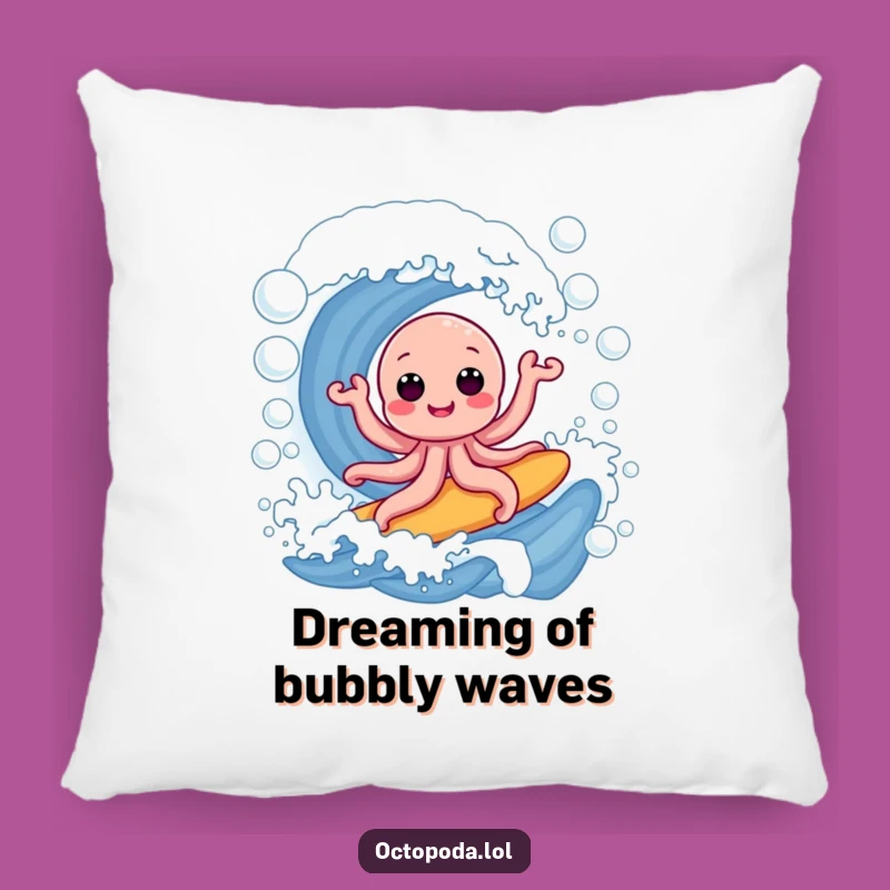 Funny Octopus Bubble Surf Pillow: Soft Comfort, Hilarious Ocean Scene, Perfect Gift