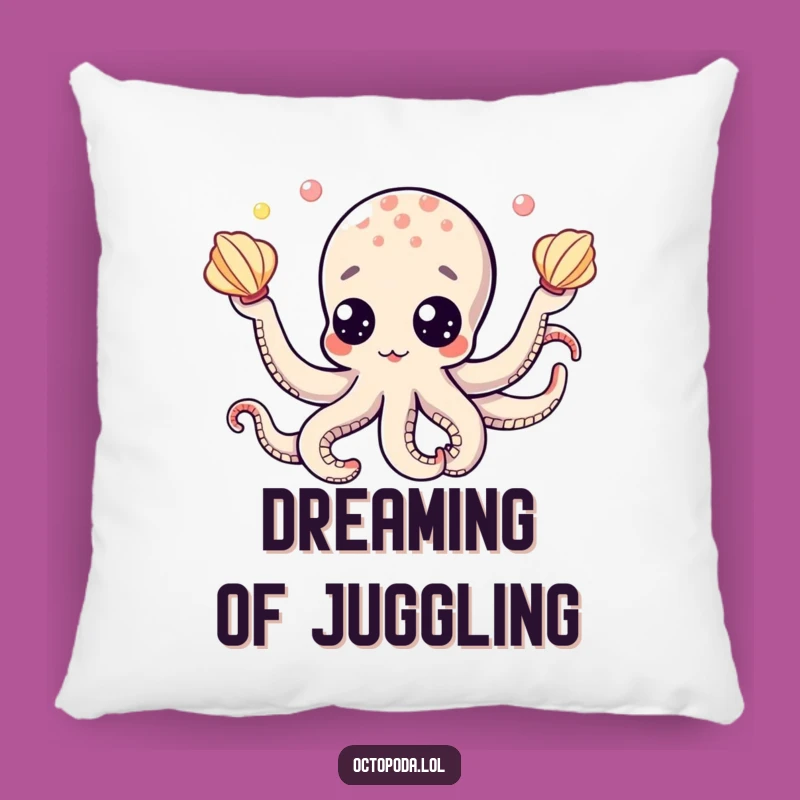 Funny Octopus Googly Eyes Juggling Seashells Pillow, Cozy Humorous Gift for Ocean Decor