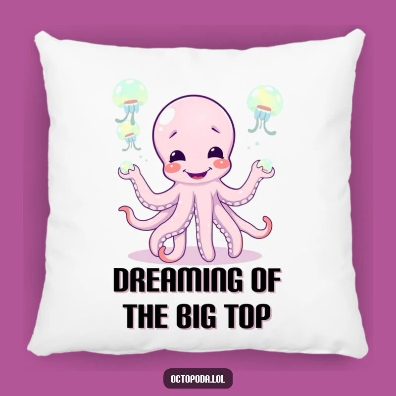 Funny Octopus Juggling Jellyfish Pillow Cozy and Humorous Home Decor Gift