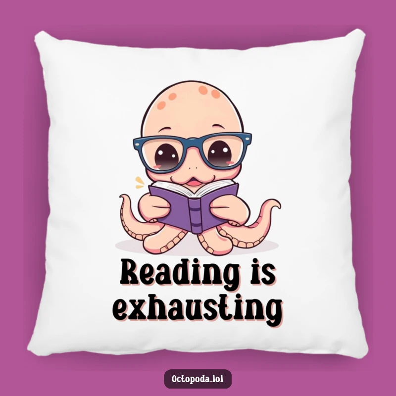 Funny Octopus Reading Pillow: Cozy Spectacled Cephalopod Cushion for Book Lovers