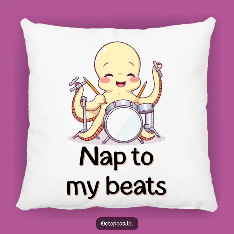 Funny Octopus Drummer Pillow - Comfy Gigging Character Cushion Gift