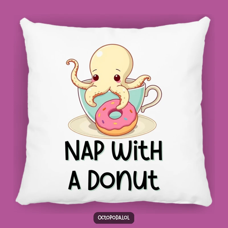 Funny Octopus Teacup Donut Pillow - Comfy and Hilarious Accent Decor