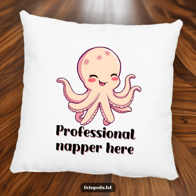 Funny Octopus Pillow: A cheerful, winking cephalopod performs a hilarious, silly dance, perfect for cozying up.