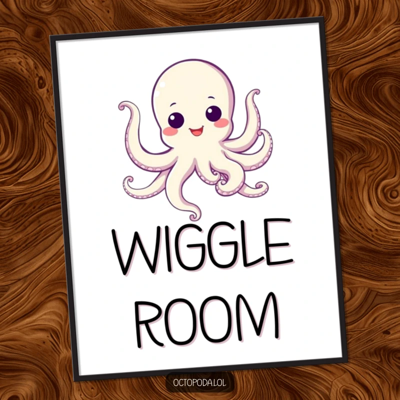 Funny Digital Art Print of a smiling octopus with googly eyes, dancing with wild abandon, perfect for cheerful spaces.