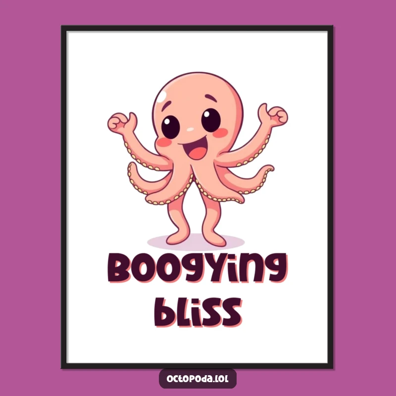 Funny Happy Dance Octopus Digital Art: Celebration Print, Instant Download Funny Gift