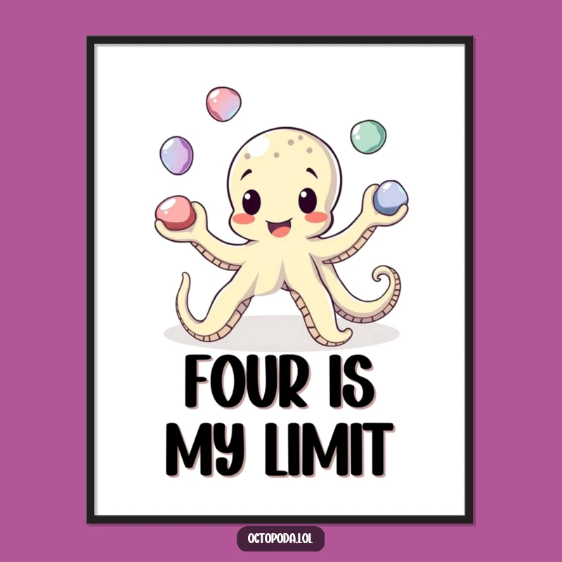 Funny Juggling Octopus Digital Art: Playful Decor Featuring a Skilled Cephalopod