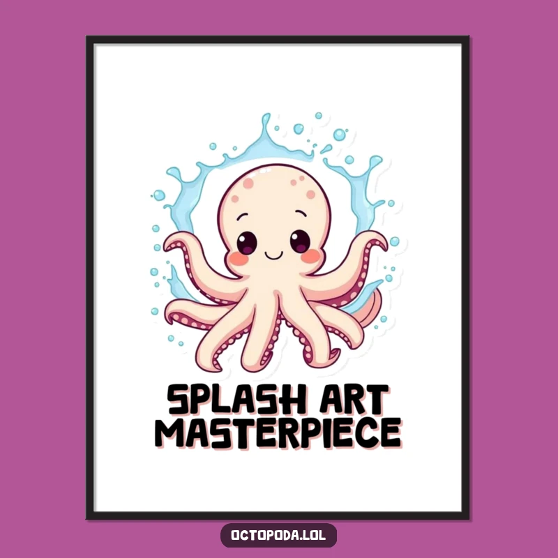 Funny Octopus Digital Art: Exuberant Splash Instant Download Funny Gift Decor