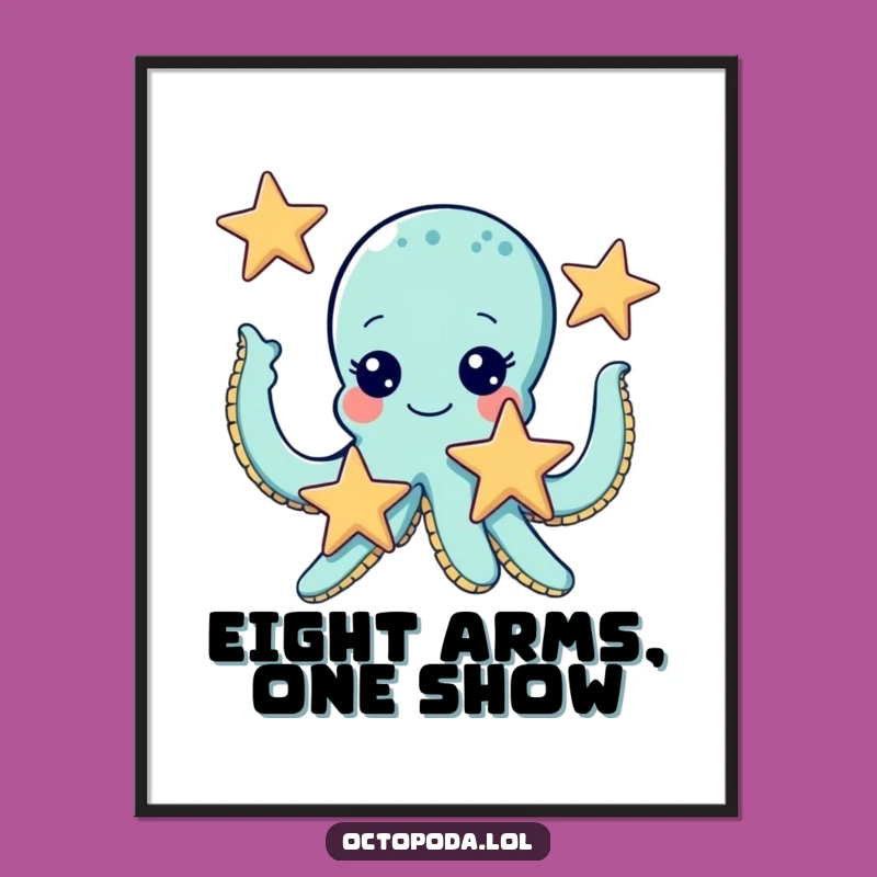 Funny Octopus Juggling Starfish Digital Art: Instant Hilarious Ocean Decor