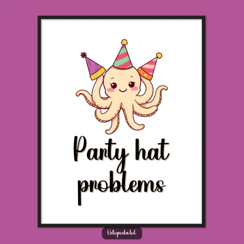 Funny Octopus Party Digital Art: Tangled Character Print, Instant Download Funny Gift