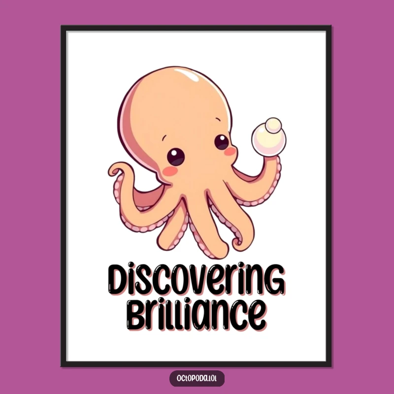 Funny Octopus Pearl Digital Art: Instant Wonder Decor with Funny Gift