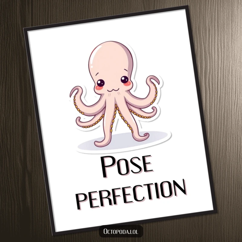 Funny Yoga Octopus Digital Art Print: A downloadable print of a funny octopus in a hilariously twisted yoga pose, perfect for framing.