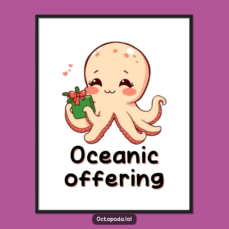 Funny Shy Octopus Digital Art: Blushing Sea Print for Instant Sweetness