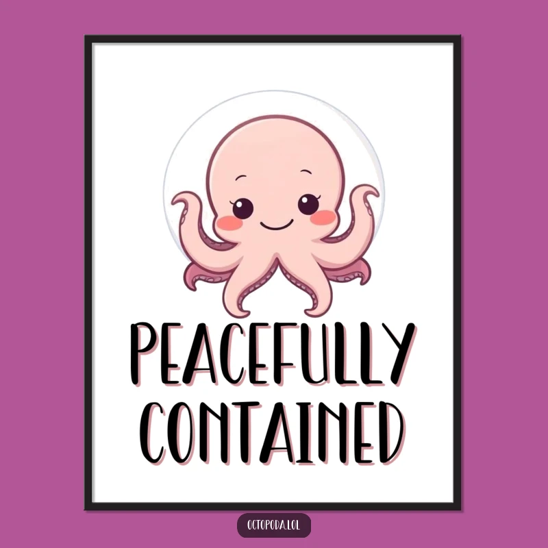 Funny Shy Octopus Digital Art: Instant Cute Humor, Perfect Gift