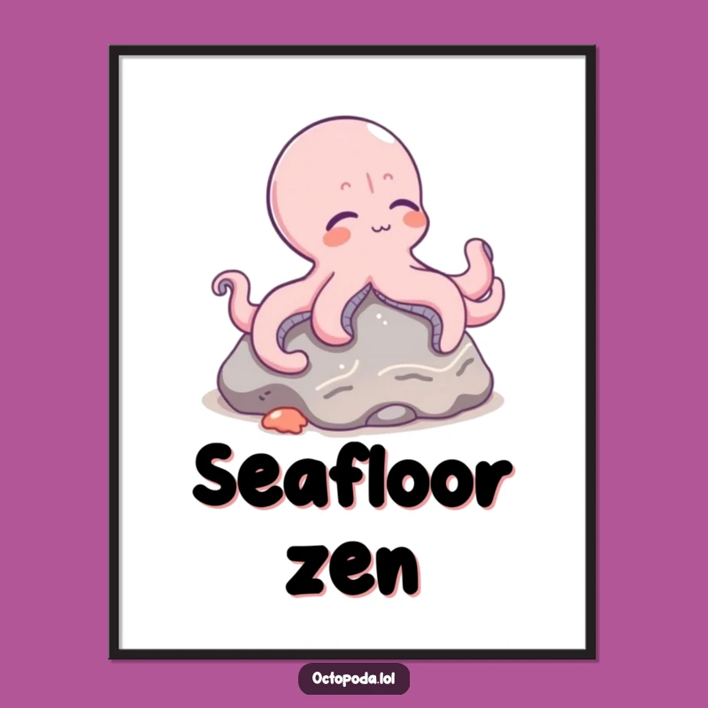Funny Octopus Lounging Digital Art - Relaxed Cephalopod Seafloor Vibe