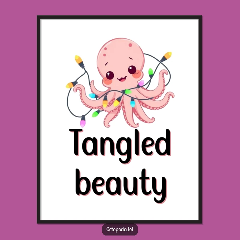 Funny Octopus Digital Art: Playful Cephalopod's Light Show