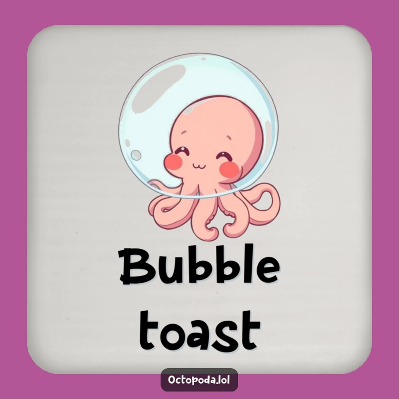 Funny Shy Octopus Coaster: Blushing Character Hiding, Perfect Funny Gift Set