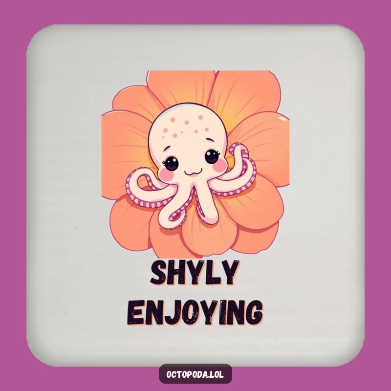 Funny Shy Octopus Drink Coaster: Adorable Peeking Cephalopod Protector for Tables