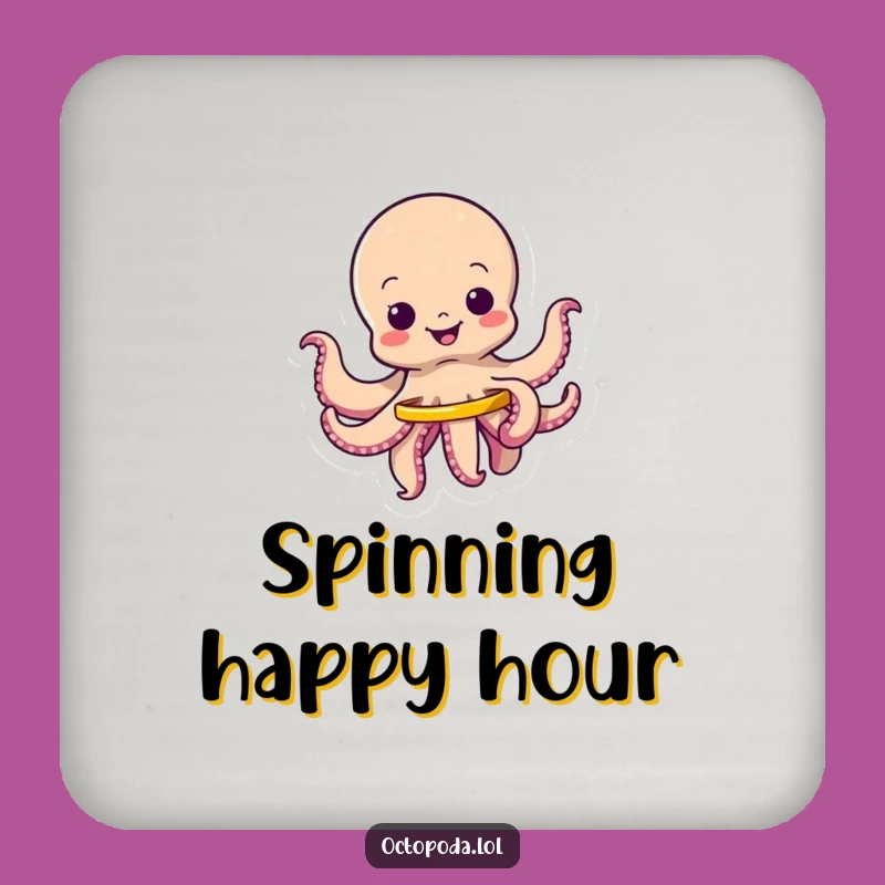Funny Wiggling Octopus Hula Hoop Drink Coaster, Humorous Gift for Table Protection