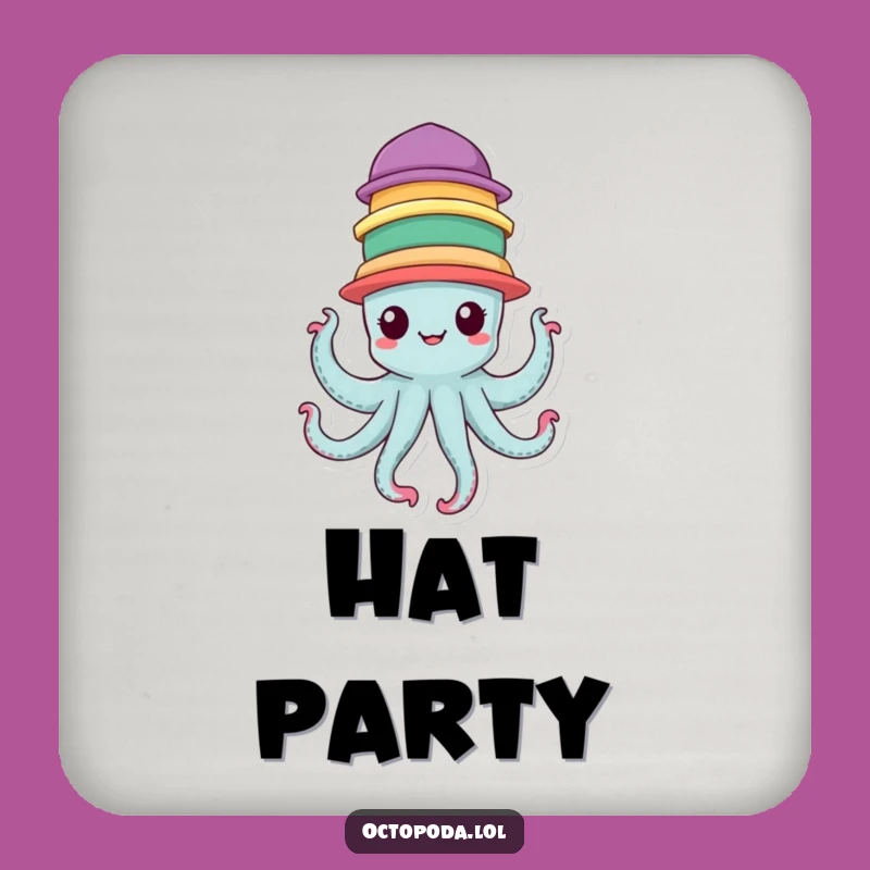 Funny Hat Coaster - Cheerful Octopus, Perfect Bar Accessory Gift